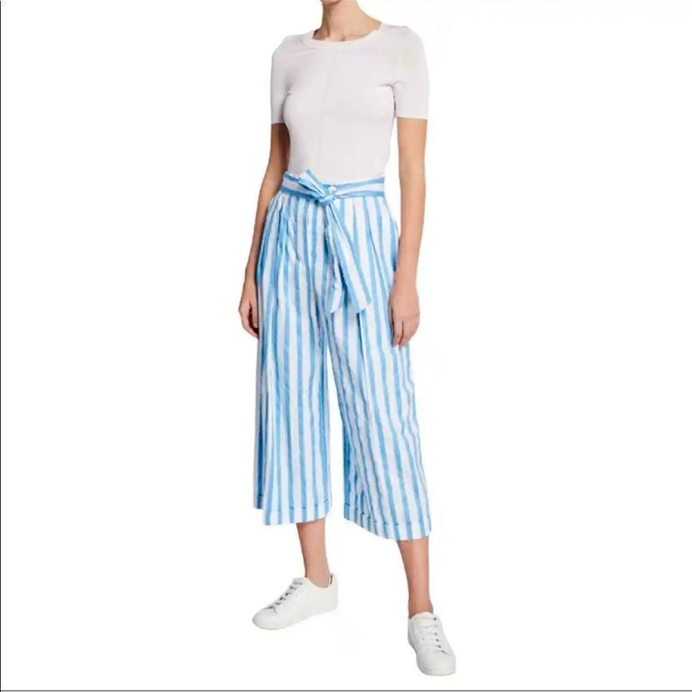 NWT ESCADA Raw-Edged Striped Cotton Wide Leg Culottes Size 36 6
